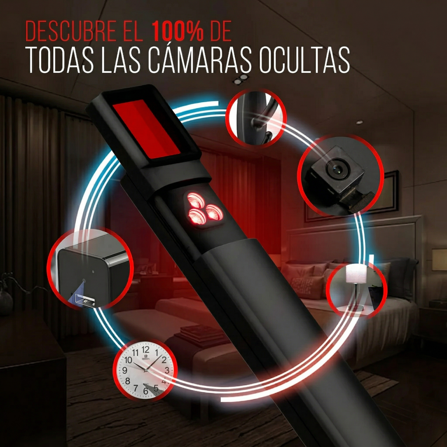 Detector de Cámaras Ocultas (Grado militar, con detección de RF y rastreo GPS incorporados)